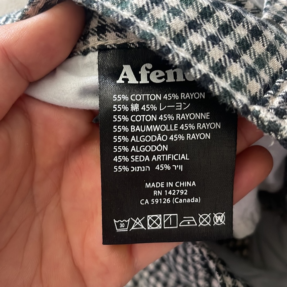 Afends Green Gingham Wide Leg Trouser Pants - Picture 4 of 4